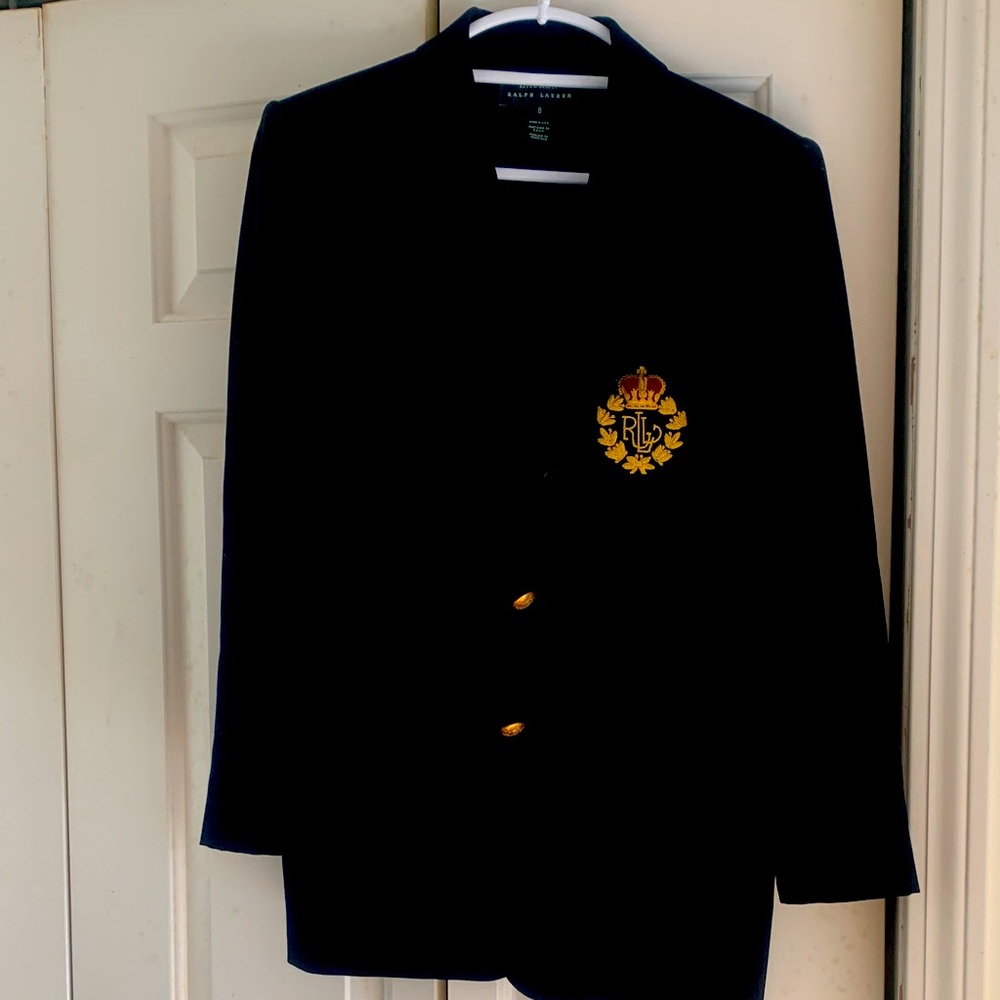 Ralph Lauren Black Blazer with Gold Emblem